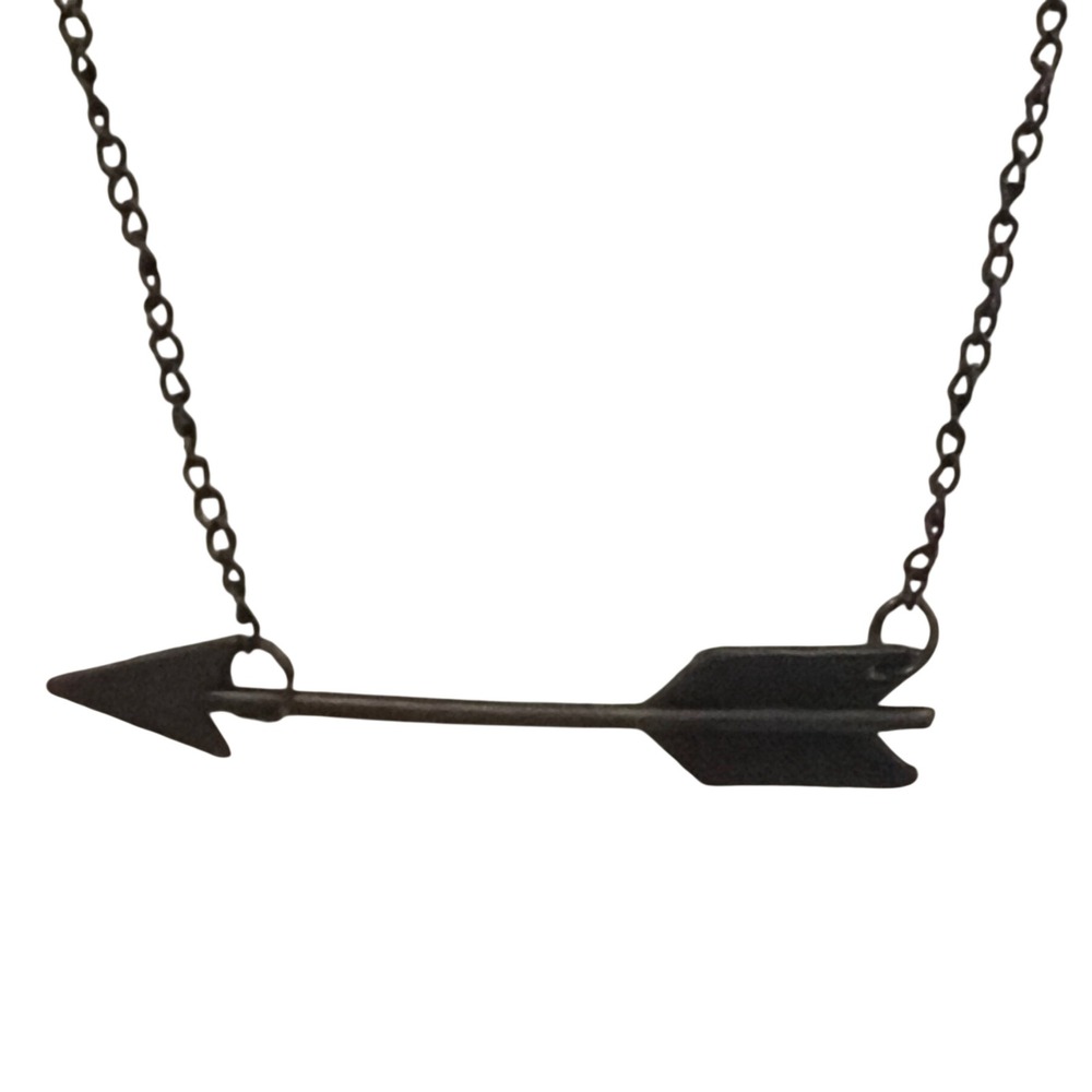 Bronze Tone Horizontal Arrow Pendant Necklace Minimalist Rustic Layering